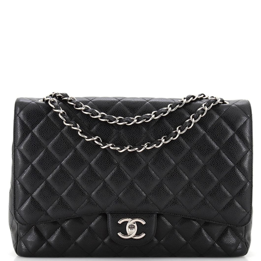 CHANEL Classic Double Flap Bag Quilted Caviar Maxi