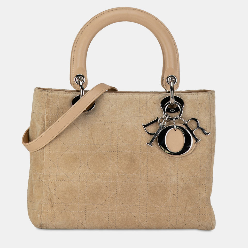 Medium Suede Cannage Lady Dior