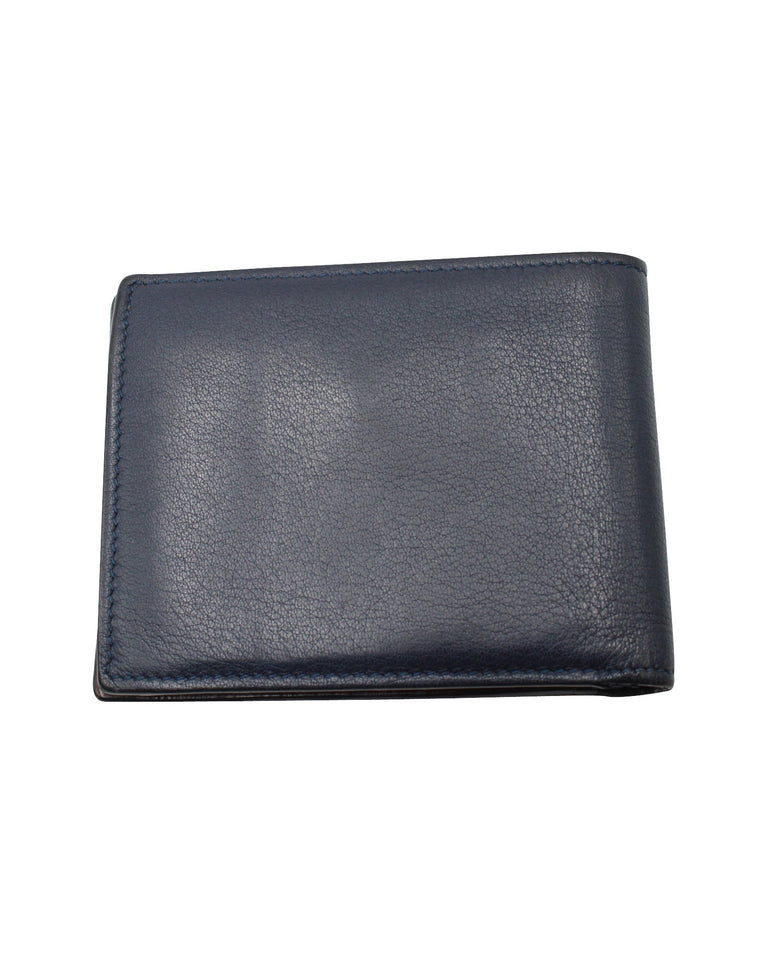 Dior Homme  Bi-Fold Wallet in Navy Blue Grained Calfskin Leather