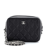 CHANEL Square CC Chain Camera Bag Quilted Caviar Mini