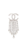 Chanel Silver Crystal Logo Brooch NWT