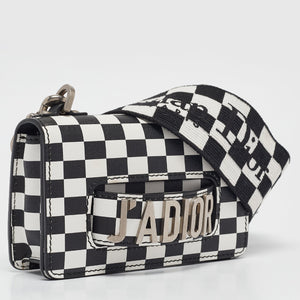 Dior Black/white Leather Mini Checkered J'adior Crossbody Bag