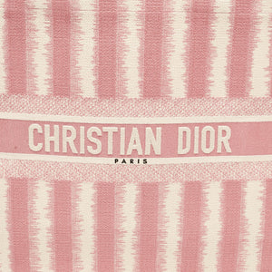 Dior Pink/white Canvas Large Stripe Book Tote