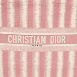 Dior Pink/white Canvas Large Stripe Book Tote