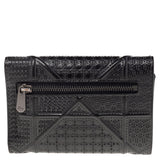 Dior Metallic Grey Micro Cannage Patent Leather Diorama Trifold Wallet..