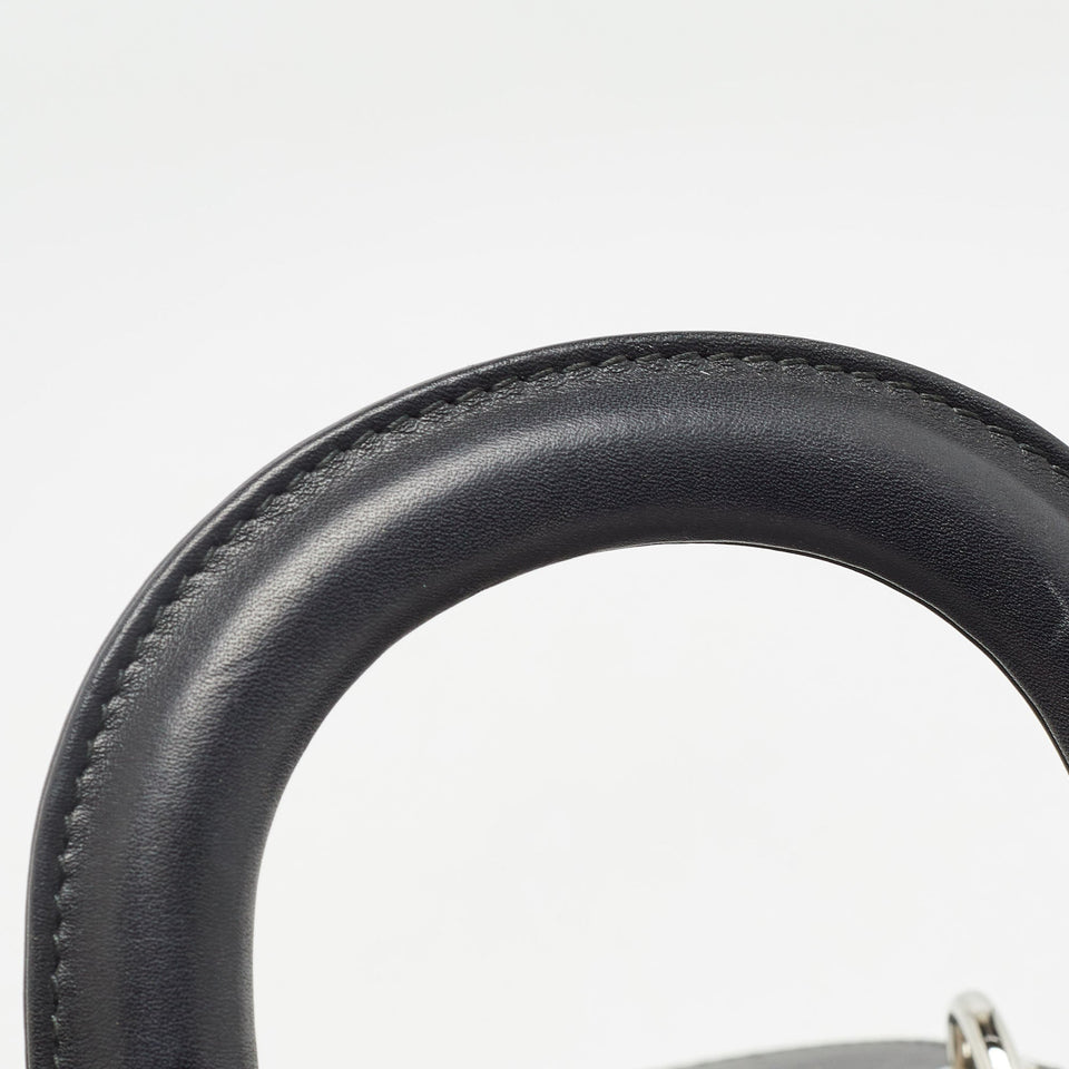 Dior Black/silver Tweed And Leather Small Diorissimo Patch Tote