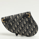 Dior Blue/black Oblique Canvas And Leather Saddle Belt Bag