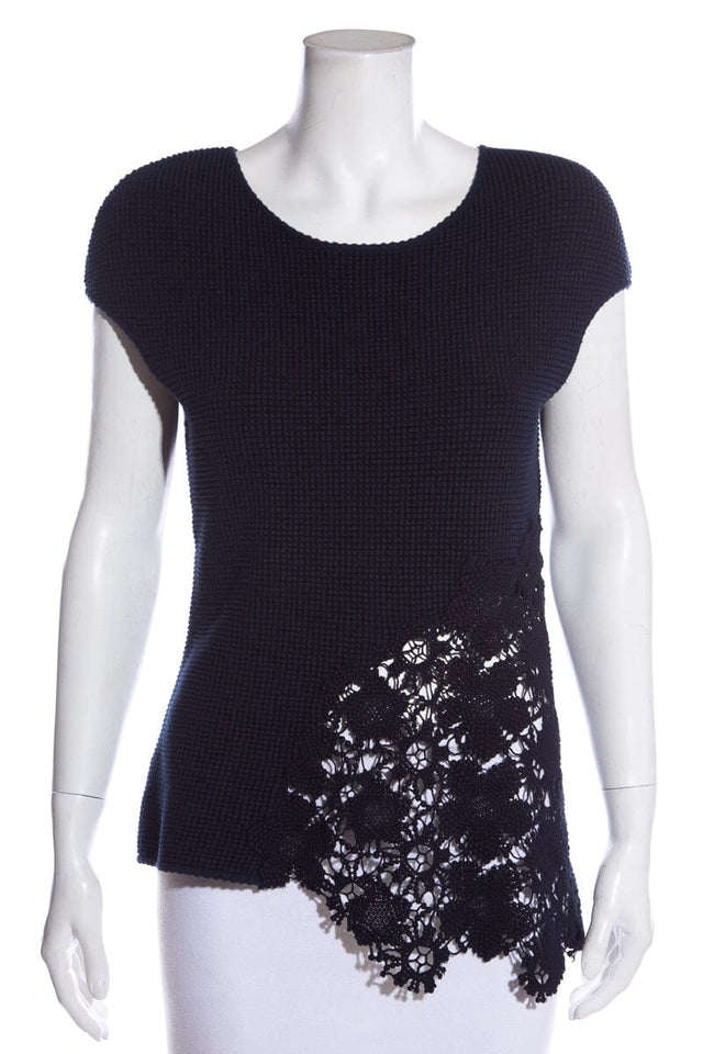Chanel Navy & Black Lace Top SZ 42