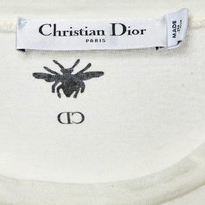 Dior Ivory Slogan Print Cotton & Linen Crew Neck T-Shirt