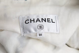 Chanel Spring 2020 White & Multi Logo Tweed Coat/Dress SZ 36
