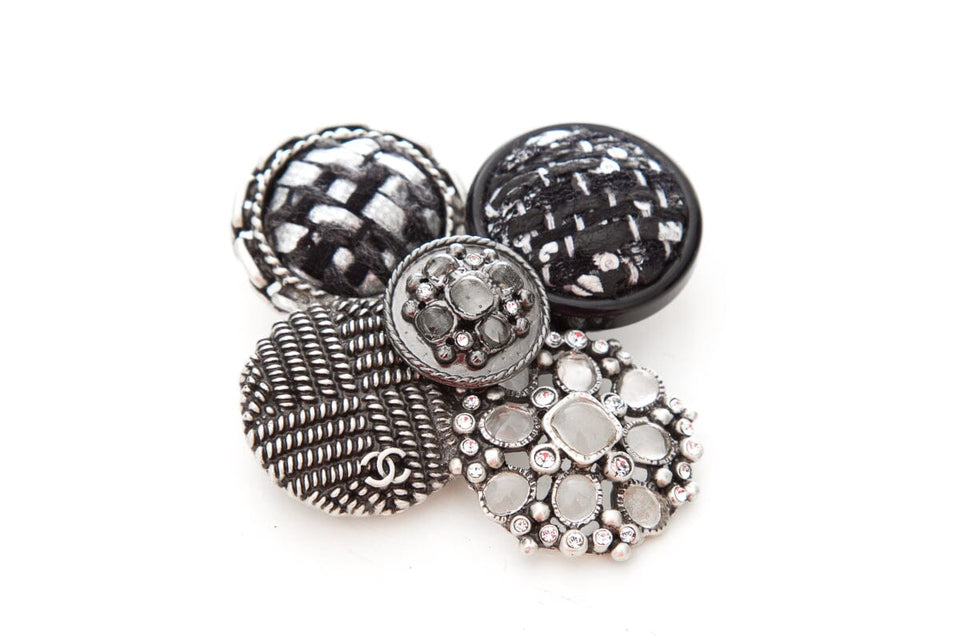 Chanel Fall 2012  Black & Silver Crystal  Brooch
