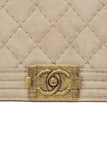 Chanel Taupe Medium Quilted Boy Flap Bag Antique Gold Hardware