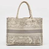Dior Grey/white Embroidered Canvas Medium Toile De Jouy Book Tote