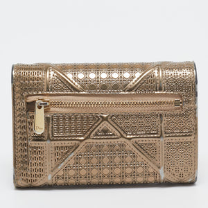 Dior Gold Mircoannage Patent Leather Diorama Trifold Wallet