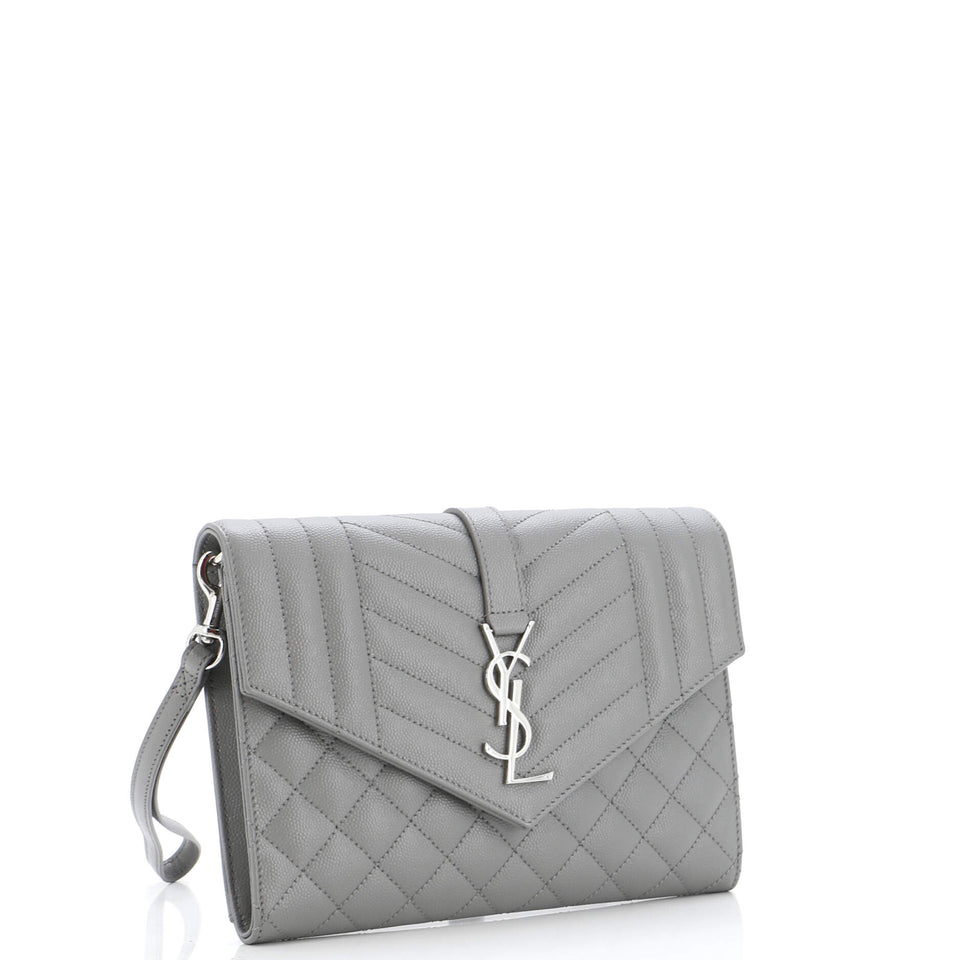 Classic Monogram Envelope Wristlet Clutch Mixed Matelasse Leather