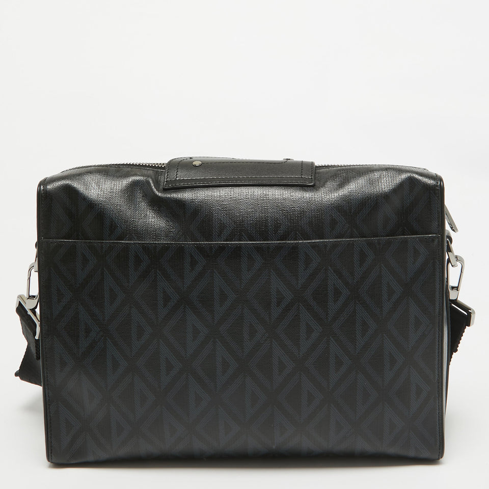 Dior Black Cd Diamond Print Coated Canvas And Leather Lingot Messenger Bag