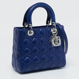 Dior Blue Cannage Leather Medium Lady Dior Tote