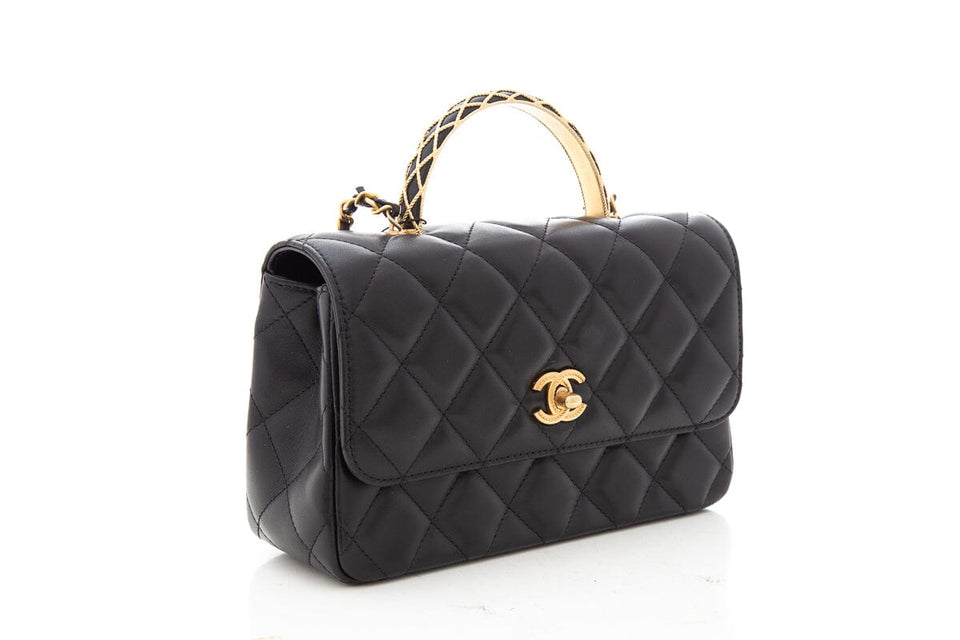 Chanel 2023 Black Lambskin Trendy Handle Flap Bag