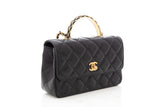 Chanel 2023 Black Lambskin Trendy Handle Flap Bag