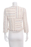 Chanel 2000 Cream & Red Tweed Zip Up Jacket SZ 38