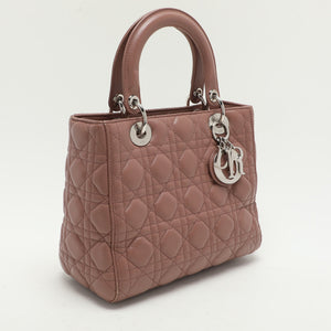 Dior Beige Cannage Patent Leather Medium Lady Dior Tote