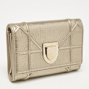 Dior Gold Leather Diorama Trifold Wallet