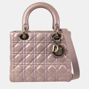 Pink Medium Iridescent Lambskin Cannage Lady Dior
