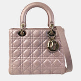 Pink Medium Iridescent Lambskin Cannage Lady Dior