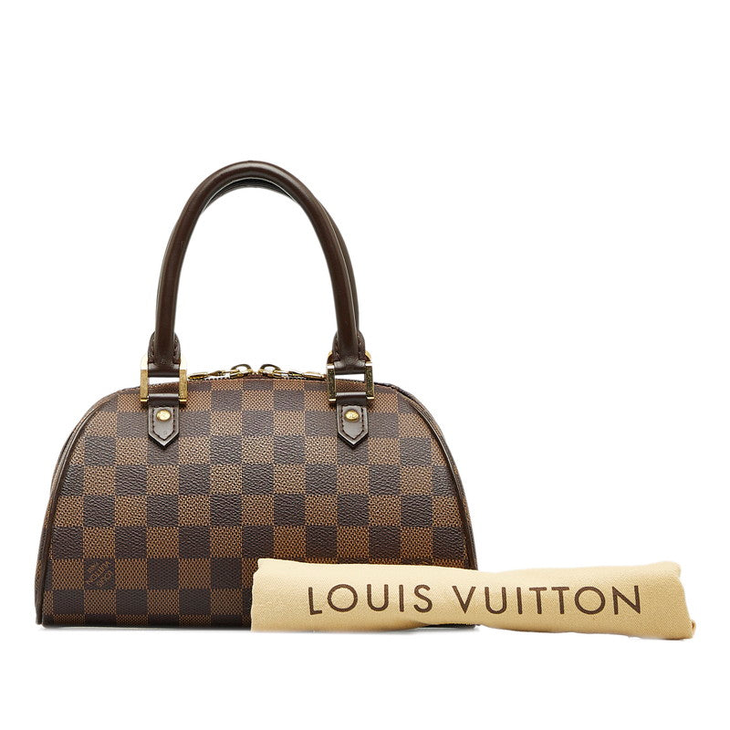 Louis Vuitton Damiere Rivera Mini Handbags Mini Boston Bag N41436 Brown PVC Leather Ladies Louis Vuitton