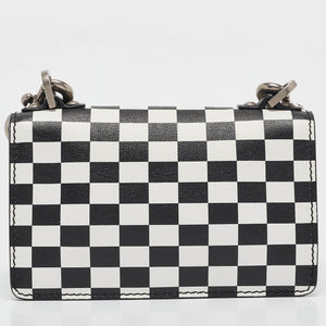 Dior Black/white Leather Mini Checkered J'adior Crossbody Bag