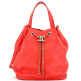 CHANEL CC Drawstring Bucket Bag Quilted Calfskin Medium