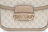 Gucci GG Supreme Monogram Horsebit 1955 Cream & Beige Handbag