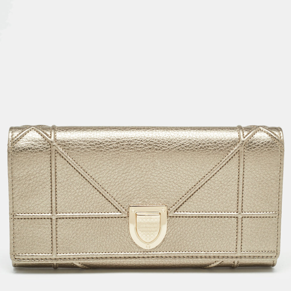 Gold Leather Diorama Continental Wallet