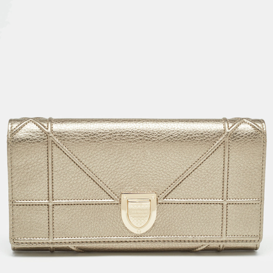 Gold Leather Diorama Continental Wallet