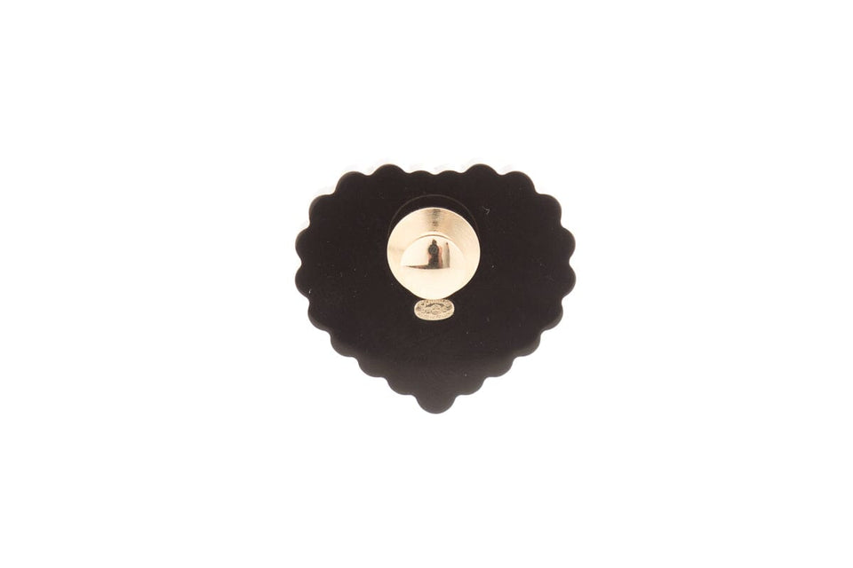 Chanel Coco Chanel  Red & Black Enamel Heart Pin