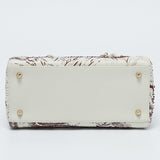 Dior Off White Leather Medium Embroidered Beads Lady Dior Tote