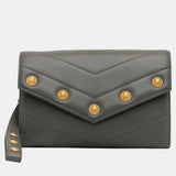 Grey Medallion Chevron Flap Clutch