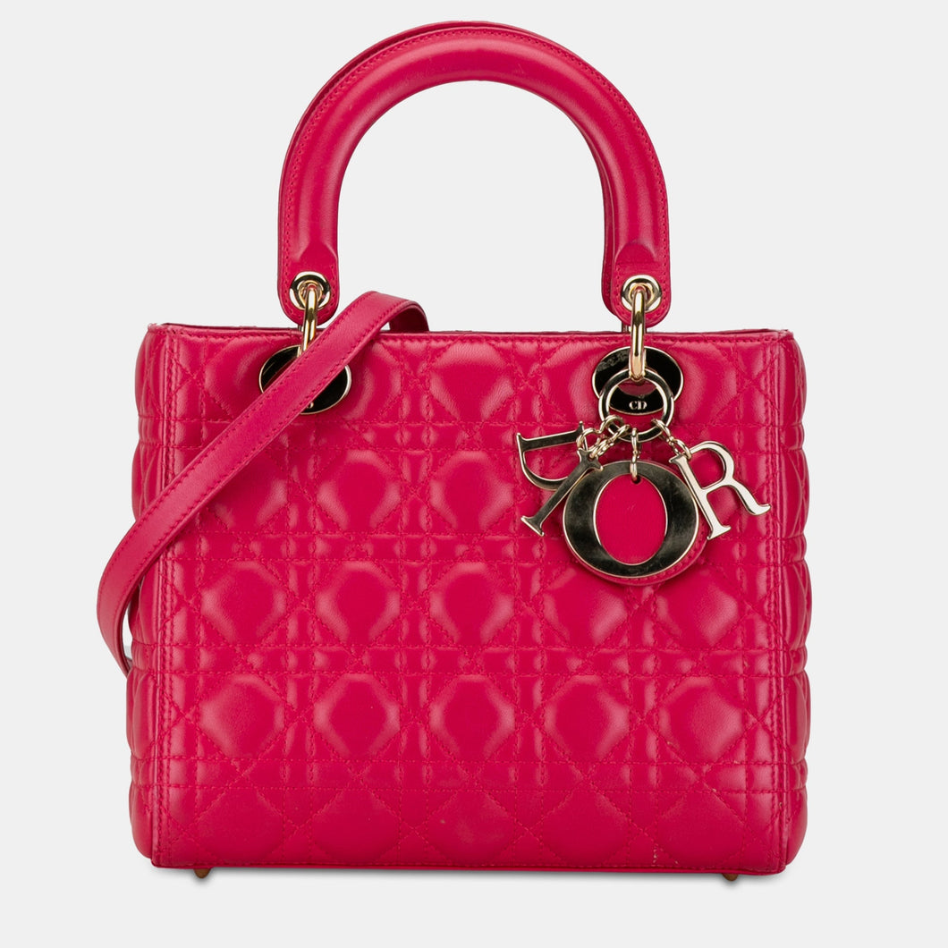 Medium Lambskin Cannage Lady Dior