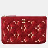 Red Velvet Embellished Clutch Bag