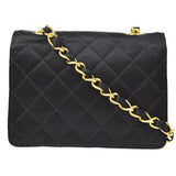 CHANEL 1989-1991 Straight Flap Bag Micro Black Satin