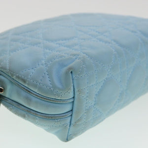 CHRISTIAN DIOR Lady Dior Canage Pouch Lamb Skin Blue  am3267