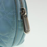 CHRISTIAN DIOR Lady Dior Canage Pouch Lamb Skin Blue  am3267