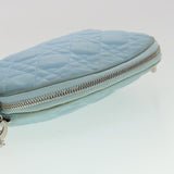 CHRISTIAN DIOR Lady Dior Canage Pouch Lamb Skin Blue  am3267