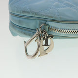 CHRISTIAN DIOR Lady Dior Canage Pouch Lamb Skin Blue  am3267