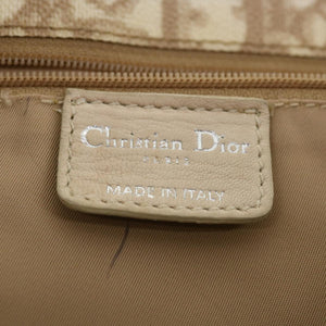 CHRISTIAN DIOR Trotter Canvas Chain Tote Bag PVC Leather Beige  am3502