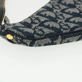 CHRISTIAN DIOR Trotter Canvas Saddle Coin Purse Navy Auth am3626
