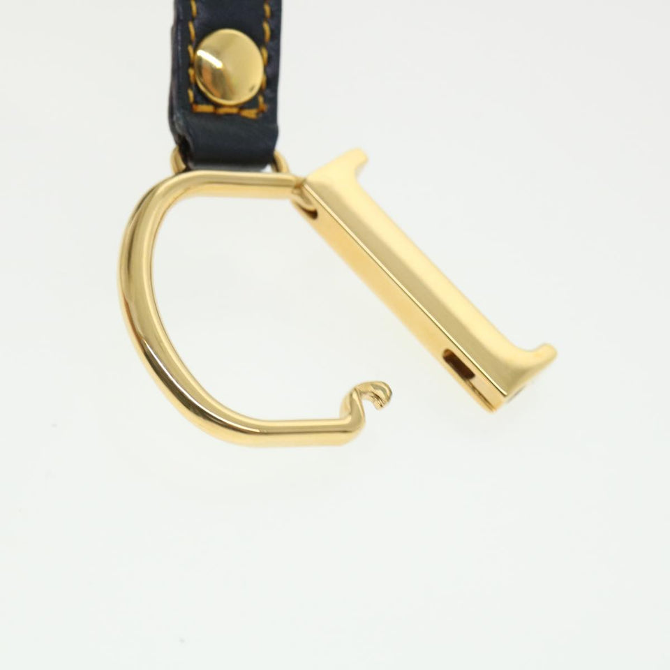 CHRISTIAN DIOR Trotter Canvas Saddle Coin Purse Navy Auth am3626