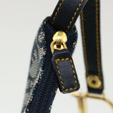 CHRISTIAN DIOR Trotter Canvas Saddle Coin Purse Navy Auth am3626