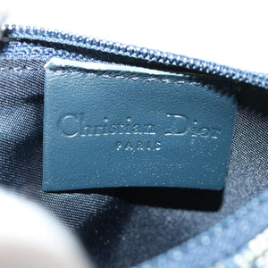 CHRISTIAN DIOR Trotter Canvas Saddle Coin Purse Navy  am3626