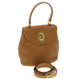 CHRISTIAN DIOR Hand Bag Leather 2way Brown  am3766